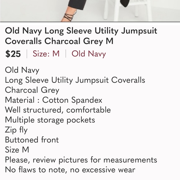 Old Navy Dark Grey, Medium, Coverall Pantsuit - Picture 12 of 12